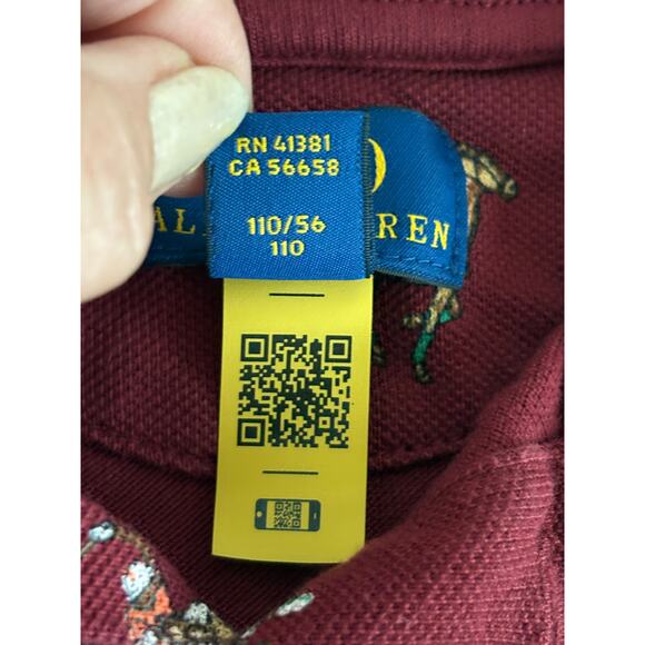 Little Boys POLO RALPH LAUREN Pullover Shirt-Burgundy with Pony/Rider Print-Sz 4 - Picture 4 of 7